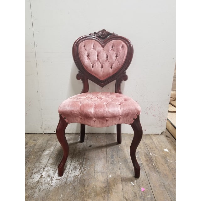 Vintage Victorian Pink Velvet Heart Shaped Chair Chairish