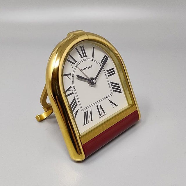 1980s Romane 18k Gold Plated Travel and Desk Alarm Clock by Cartier, 1980s For Sale - Image 5 of 13