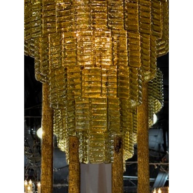 Olive Green Murano Glass Waterfall Chandelier For Sale - Image 4 of 6