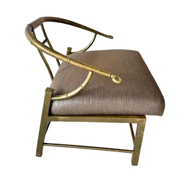 Italian Pair of Mastercraft Italian Brass Lounge Chairs For Sale - Image 3 of 12