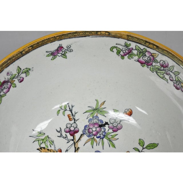 White Antique Edge Malkin & Co Indian Tree English Transferware Porcelain Serving Bowl For Sale - Image 8 of 16