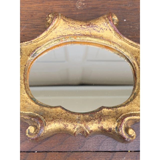 1960s Italian Florentine Baroque Gold Giltwood Wall Mirror For Sale - Image 5 of 12