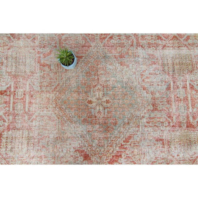 Contemporary 1920s Antique Medallion Brick Red Slate Blue Hand Knotted Rug - 10’2” X 13’4” For Sale - Image 3 of 11