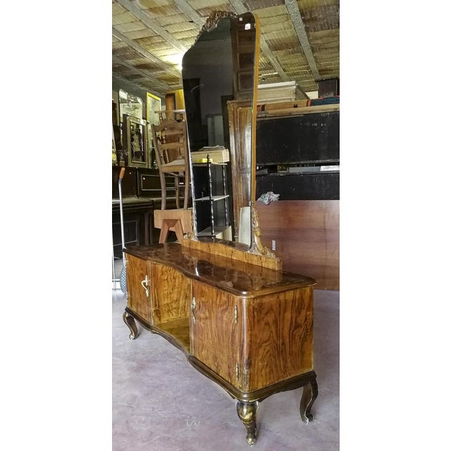 Italian Chippendale Walnut Burl & Veneer Dressing Table, 1940s For Sale - Image 6 of 18