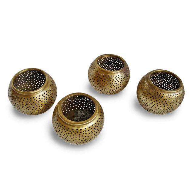 Brass Ball Dot Candle Holder For Sale - Image 4 of 5