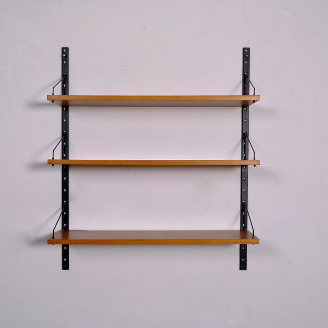 Wood Scandinavian Wall-Mounted Bookcase, 1960s For Sale - Image 7 of 18