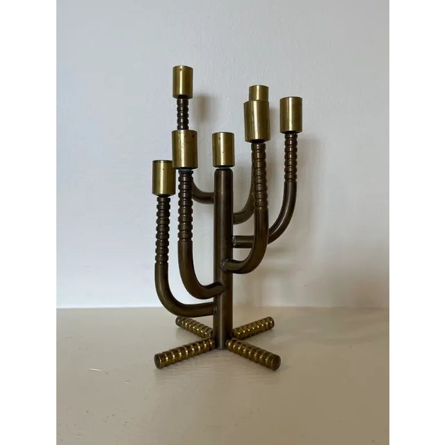 1910s Brass Candelabra For Sale - Image 9 of 9