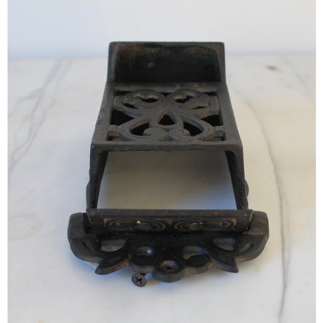 Black Vintage Cast Iron Wall Mounted Match Stick Holder For Sale - Image 8 of 11