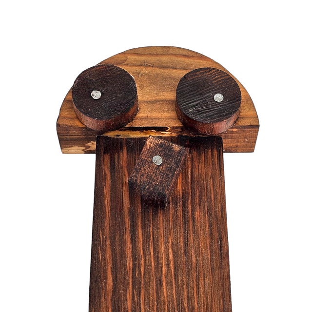 Brown Handmade Outsider Folk Art Wood Plank Wall Figure, Rustic Primitive, 16.5-Inch For Sale - Image 8 of 8