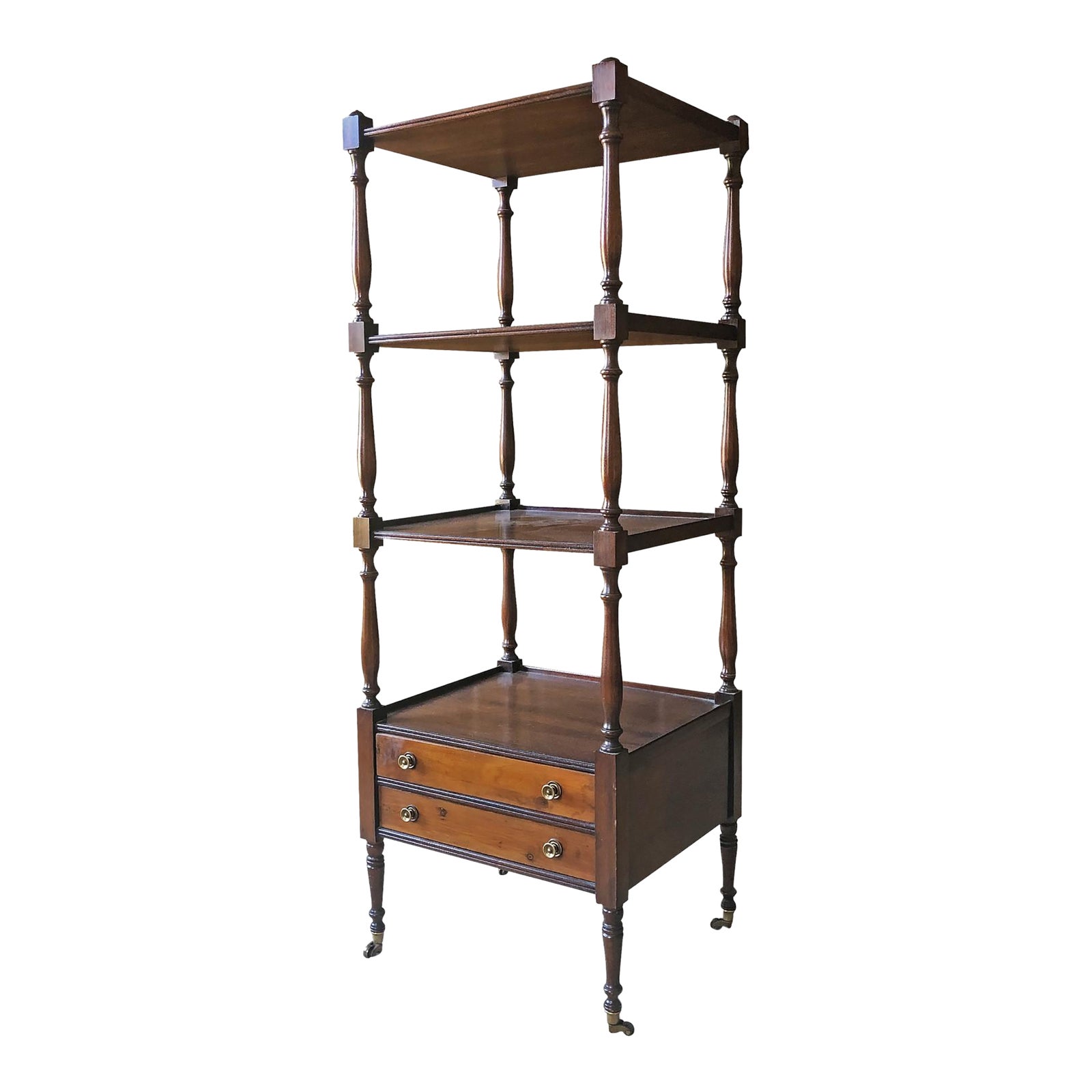 Antique Regency Four Tier Etagere With Castors | Chairish