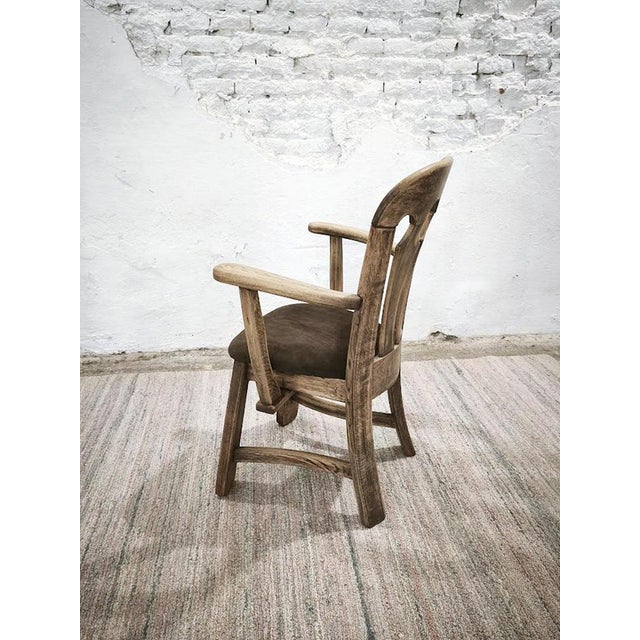 Animal Skin Dutch Brutalist Oak Armchair with Leather Seat, 1970s For Sale - Image 7 of 16