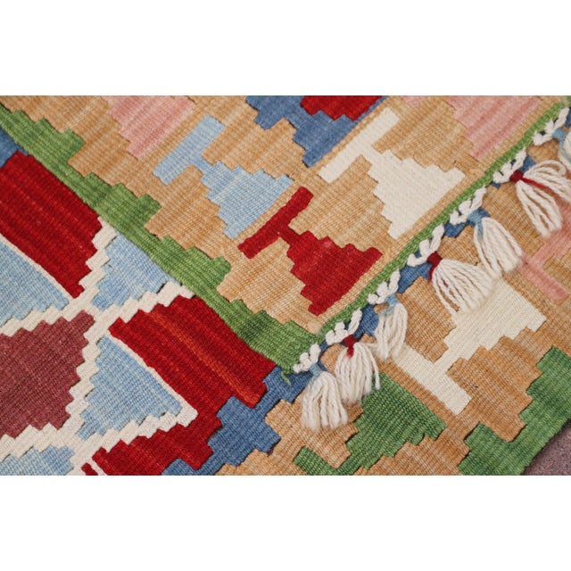 Red 1970s Southwestern Style Geometric Design Handmade Oushak Accent Rug For Sale - Image 8 of 9