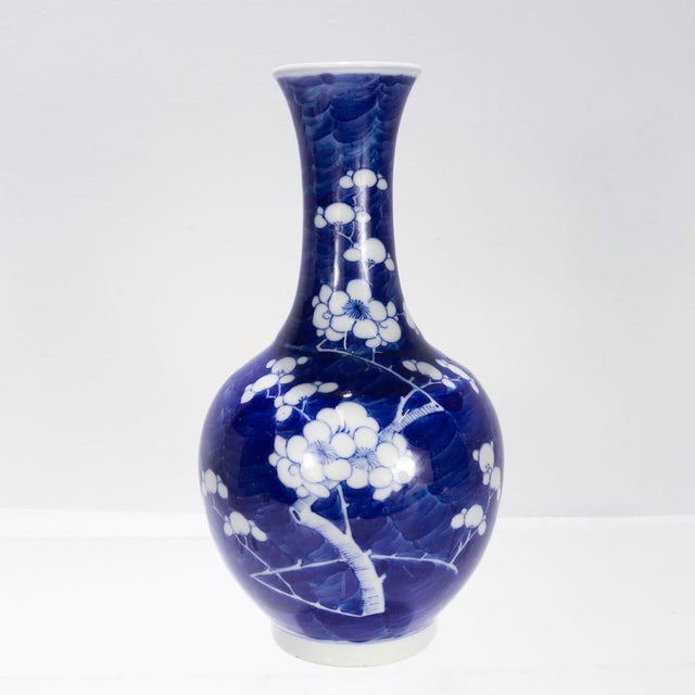 Chinese Old or Antique Chinese Mallet Form Prunus or Hawthorne Pattern Vase For Sale - Image 3 of 11