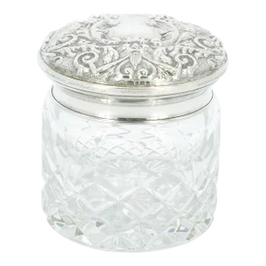 19th Century English Sterling Silver Lidded Top / Cut Glass Covered Piece