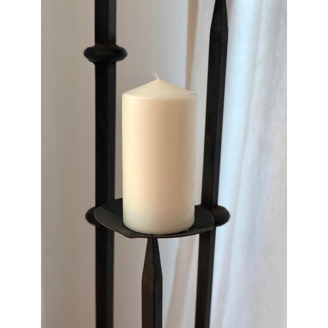 Vintage Spanish 3 Piece Wrought Iron Floor Candle Holders Set Of