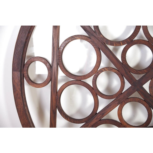 1950s Glass and Oak Decorative Window, Czechoslovakia, 1950s For Sale - Image 5 of 13