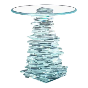 Mid 20th Century Stack of Cut Glass Base Round Top Side Coffee Table Arts & Crafts