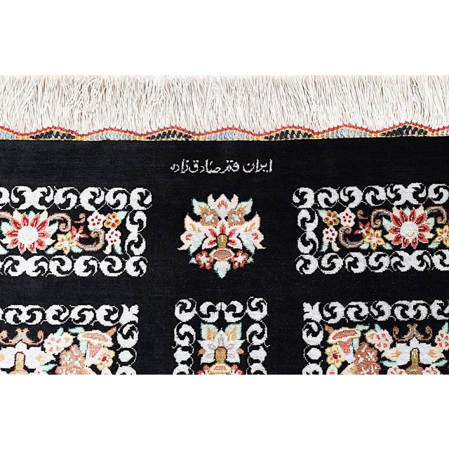 Ghom Silk Rug in Black For Sale - Image 4 of 15