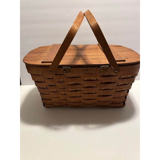Farmhouse Vintage Picnic Basket, Wov-N-Wood by Jerywil For Sale - Image 3 of 11