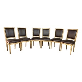 Square Back Louis XVI Style Dining Chairs - Set of 6 For Sale