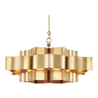 Modern Moroccan Lumins Grand Lotus Gilt Metal Chandelier For Sale