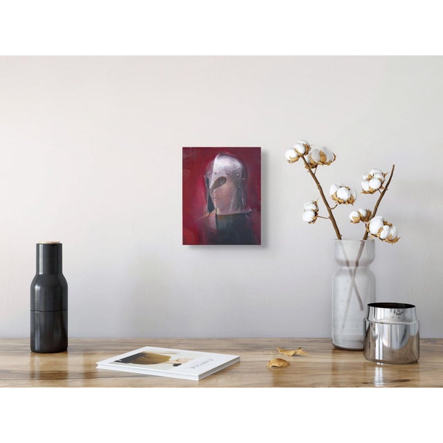 Early 21st Century Katherine The Warrior by Elena Burykina | Oil on panel Portrait of a figure in a warrior helmet. For Sale - Image 5 of 5