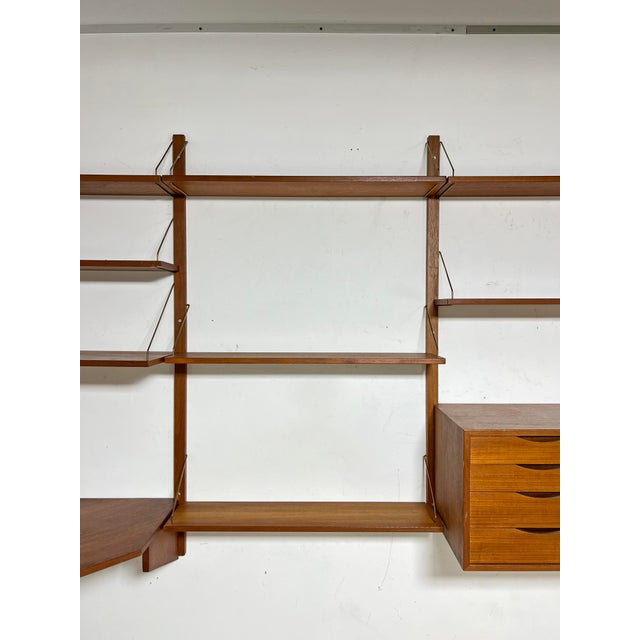 Torbjørn Afdal C. 1960s Torbjorn Afdal Five Bay Teak Wall Mounted Shelving (W/ Corner) Unit For Sale - Image 4 of 12