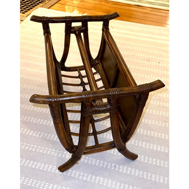 Mid-Century Modern Vintage Bamboo Magazine Rack For Sale - Image 3 of 10