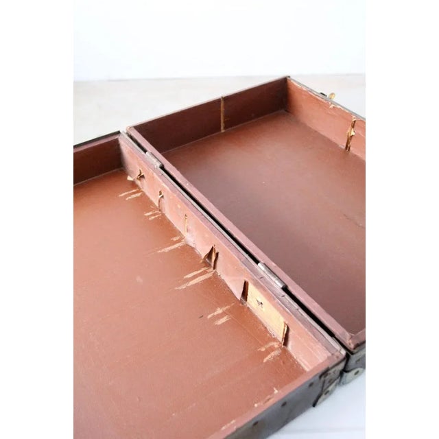 Mid 20th Century Vintage Metal & Wood Luggage Case For Sale - Image 5 of 6