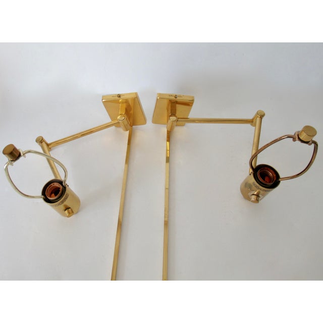 1980s C.1980's Hinson Brass Plated Swing Arm Sconces - Pair For Sale - Image 5 of 18