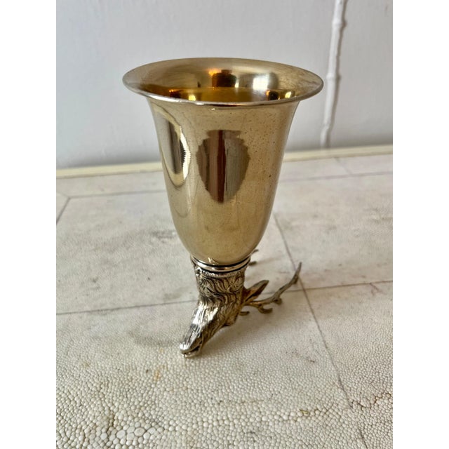 Silver Gucci Italy Silver Plate Stirrup Cup with Elk Head For Sale - Image 8 of 13