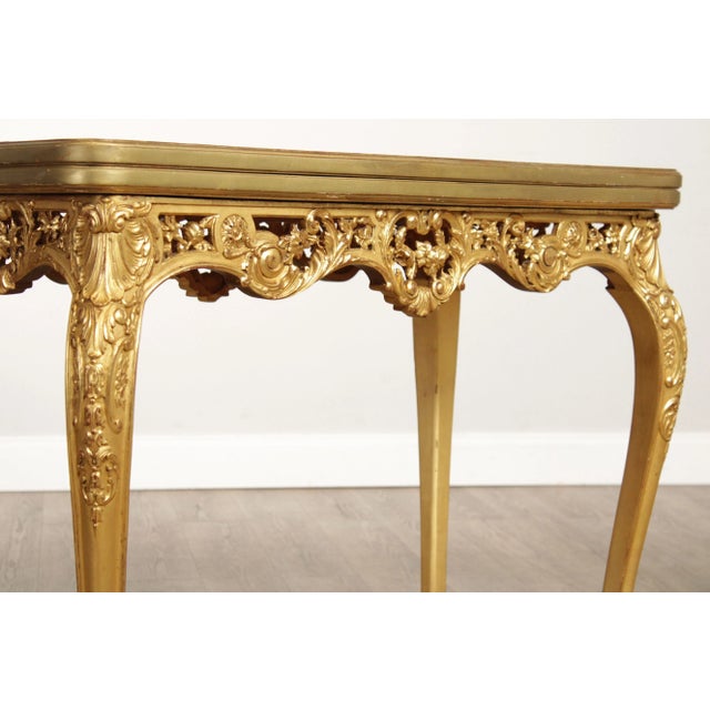 Mid 20th Century Herraiz Italian Louis XV Style Giltwood Game Tables - A Pair For Sale - Image 12 of 13