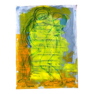 “La Discoteca” by Cassandra Auker, Contemporary Mixed Media Artwork on Watercolor Paper For Sale