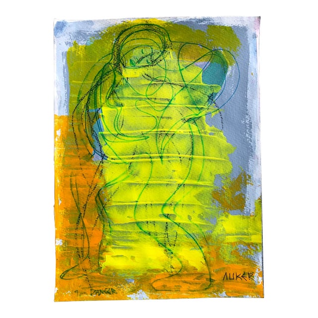 “La Discoteca” by Cassandra Auker, Contemporary Mixed Media Artwork on Watercolor Paper For Sale