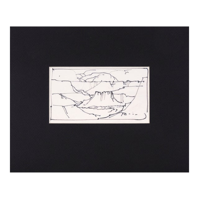Grand Canyon Plateau - Line Drawing Landscape in Ink on Paper by Laurence Sisson For Sale