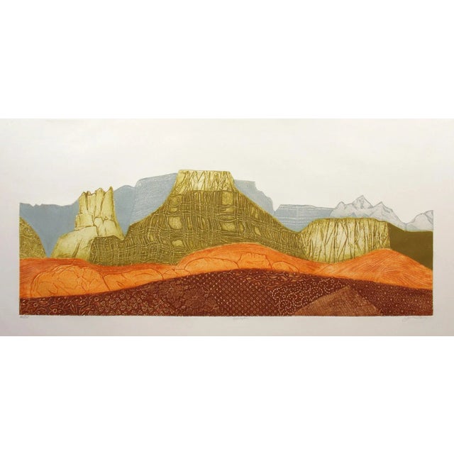 1980s "Horizon" Hand-Signed Collagraph Western Print by John Ross For Sale