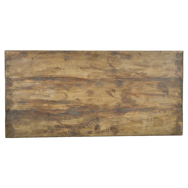 Large Coffee Table in Patinated Solid Wood For Sale - Image 5 of 6
