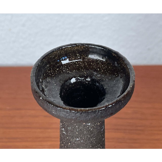 Brown Mid-Century Modern Danish Studio Pottery Candleholder from Lehmann Pottery, 1960s For Sale - Image 8 of 17