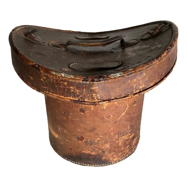 Brown Leather Hat Box For Sale
