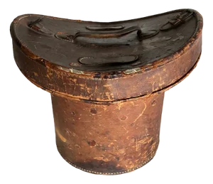 Brown Leather Hat Box