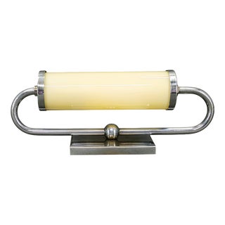 Art Deco Czech Chrome and Champagne Glass Wall Light, 1930s For Sale