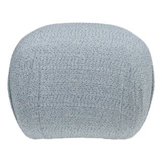 C. 1980's Post-Modern Sherrill Furniture Pouf Ottoman/Stool With a Linear Boucle Textile For Sale