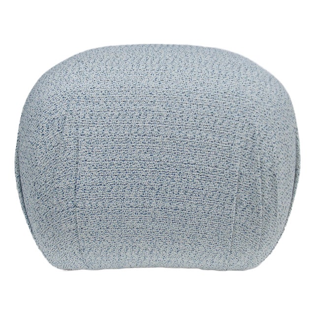 C. 1980's Post-Modern Sherrill Furniture Pouf Ottoman/Stool With a Linear Boucle Textile For Sale