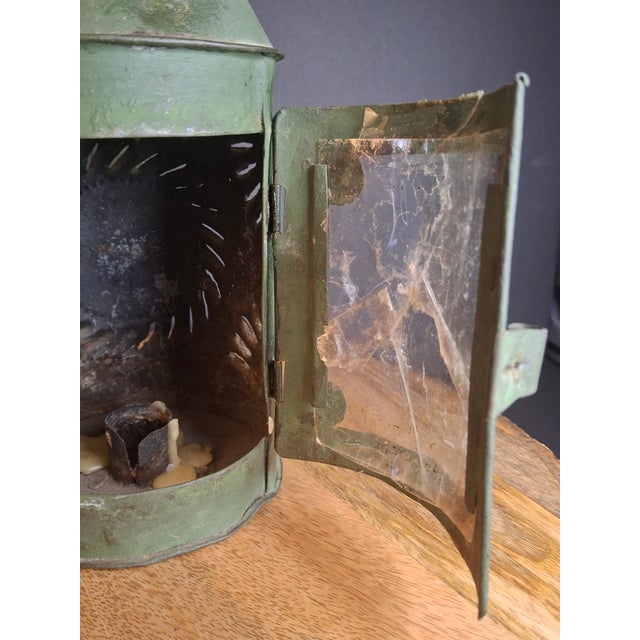 Antique Punched Tin Mica Window Lantern Matthew J King Collection 19thC Primitive For Sale - Image 14 of 18