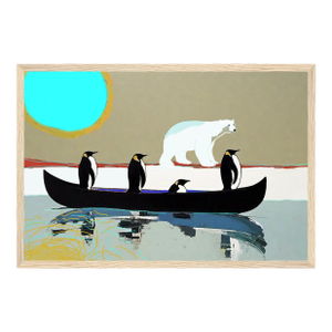 Whimsical Modern Polar Bear and Penguins Framed Print by P. L. Bradbury