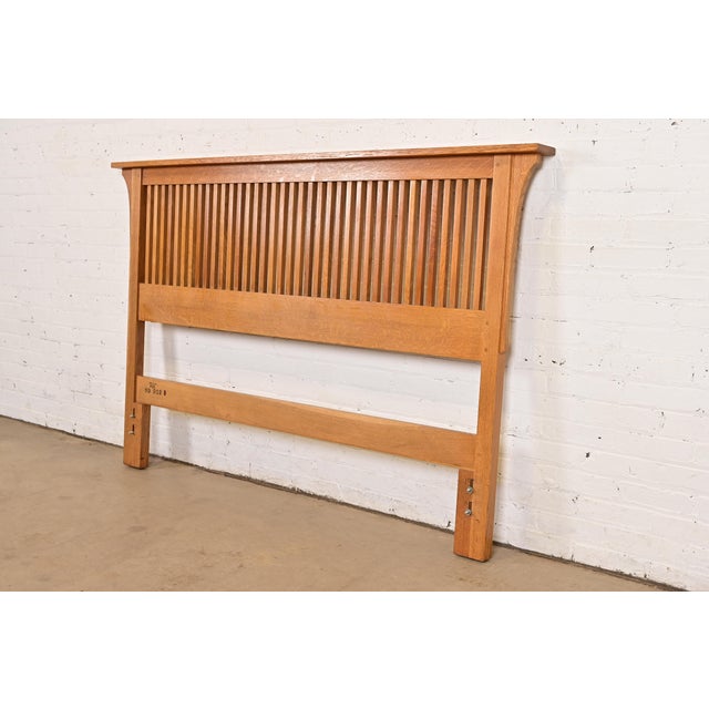 L. & J.G. Stickley, Inc. Stickley Mission Oak Arts & Crafts Queen Size Spindle Headboard For Sale - Image 4 of 12