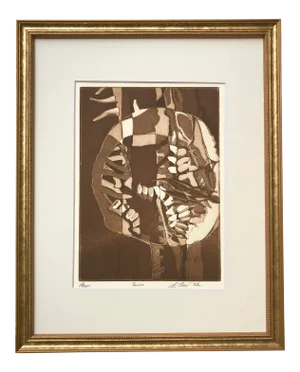 Vintage Modernist Abstract Etching by J Bond