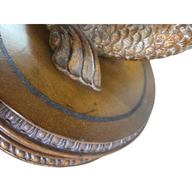 1990s Dolphin Koi Baroque Side End Table Serpent Gold Gilt Pedestal With Drawer For Sale - Image 17 of 18