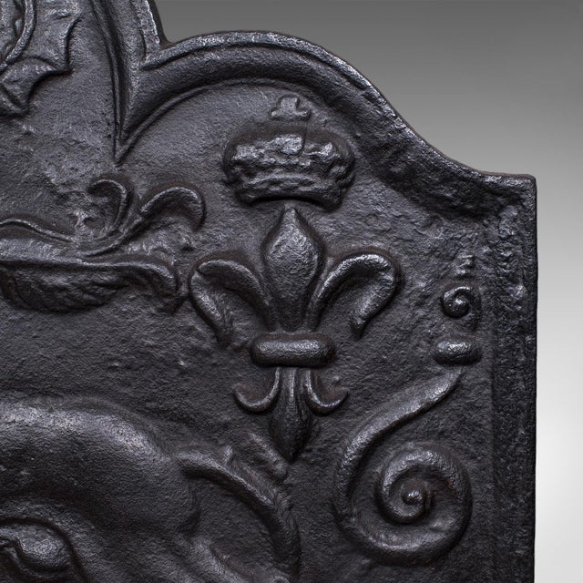 Black Antique Decorative Fire Back, English Fireplace Reflector, Victorian, Circa 1900 For Sale - Image 8 of 11
