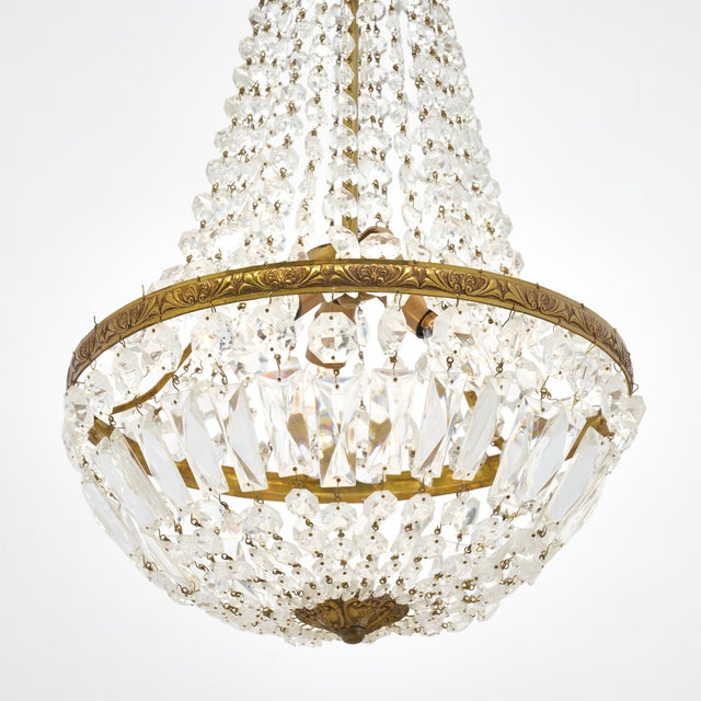 Elegant Crystal Empire Style Chandelier, French, Antique, 1920s For Sale - Image 4 of 9